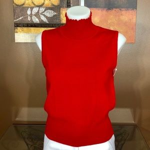 St John Cashmere Red Turtleneck Sweater Size P